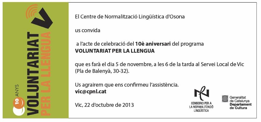 El programa de Voluntariat x la LLengua a Osona celebra el seu 10è aniversari!